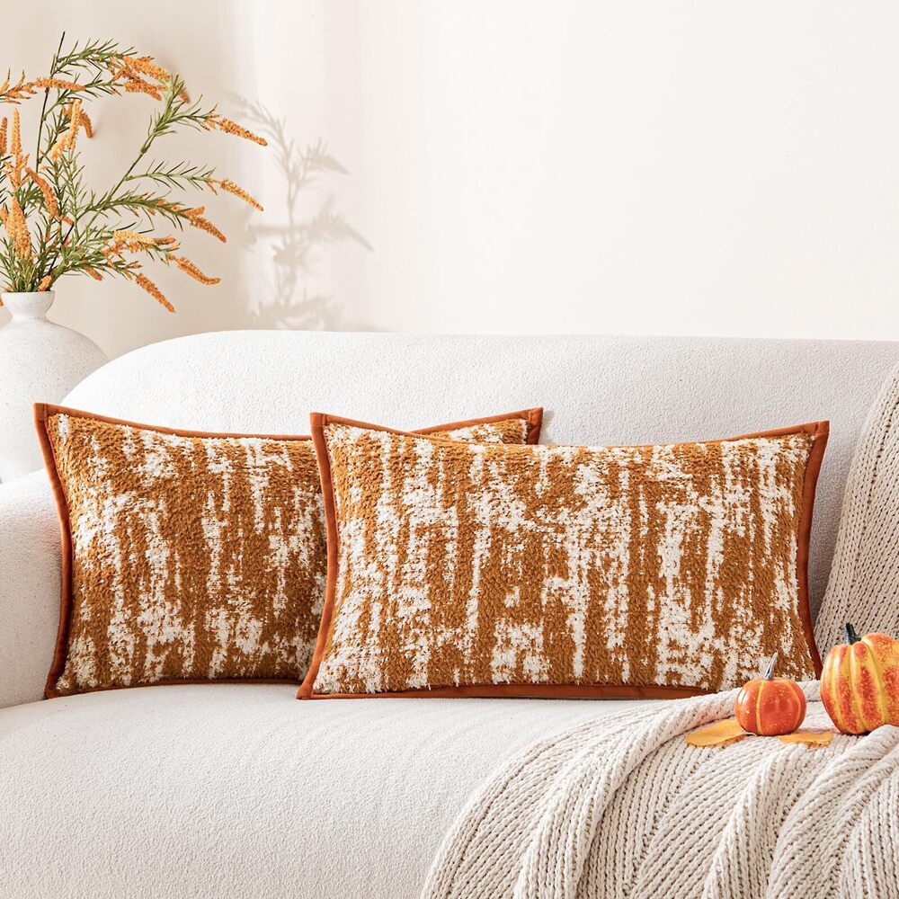 9113 Throw Pillow Covers 20x12 Inch Set of 2, Soft Textured Decorative